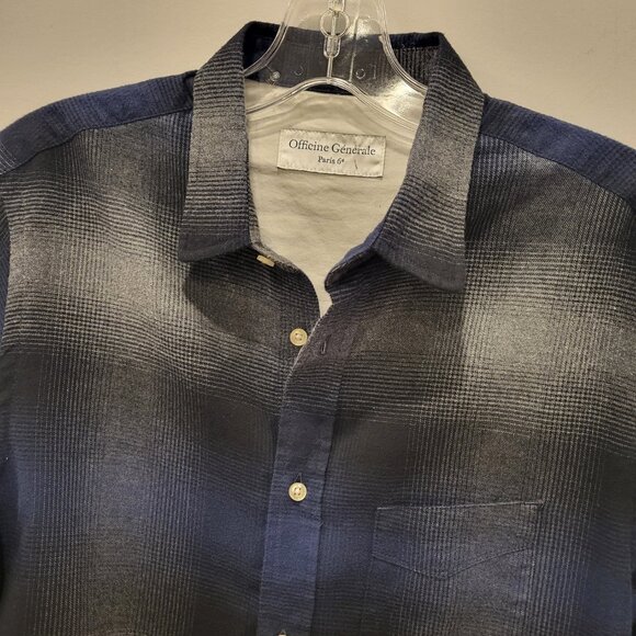 Officine Generale Plaid Button Down Long Sleeve Shirt Size Small Flannel - Picture 5 of 8